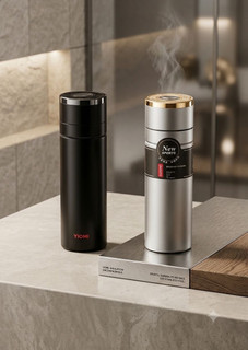 Stainless Steel Herbal Tea Flask with Push-Button Lid